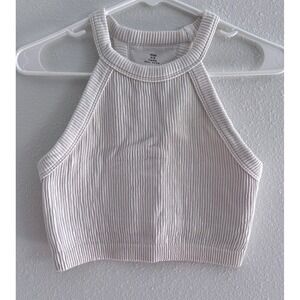 Aerie Top Womens Medium White Bra Ribbed Yoga Workout‎ Active Gym Sporty Beachy